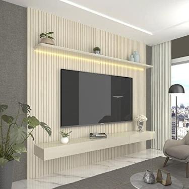 Imagem de Estante Home para Tv até 85 Polegadas com Led Requinte 220cm Gelius Móveis Off White