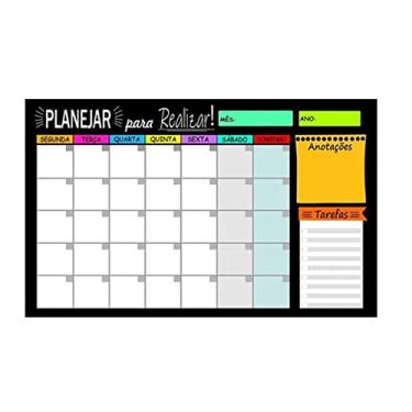 Imagem de Quadro Planejador Mensal 50x80 cm Magnético – Lousa Metal para Geladeira, Escritório e Sala – Com suporte de fixação sem furos – Organizador Visual e Reutilizável