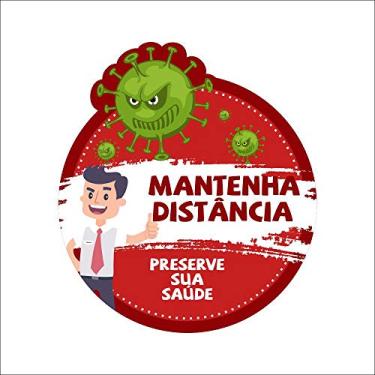 Imagem de Adesivo P/Chão Mantenha Distância Vermelho 10 Unidades Mod02