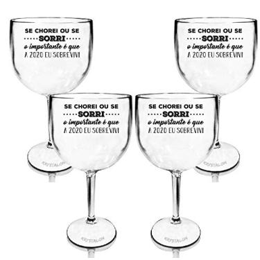 Imagem de Kit 4 Taças Gin Transparentes Personalizadas Se Chorei ou se Sorri