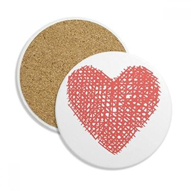 Imagem de Caneca porta-copos de coração rosa com desenho de grafite para dia dos namorados com pedra absorvente de proteção de mesa