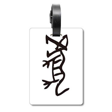Imagem de Bones Inscriptions Chinese Zodíaco Tigre Mala Etiqueta de Bagagem Etiqueta para Bagagem