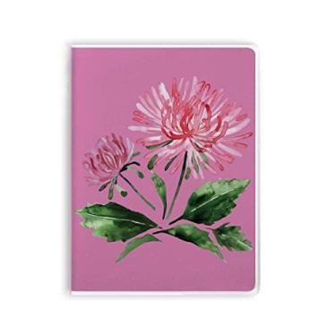 Imagem de Caderno em aquarela rosa crisântemo Greenery capa de goma Diário capa macia