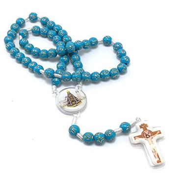 Imagem de Terço De Nossa Senhora Aparecida Resina Com Cruz Acrílica Azul