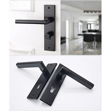 Imagem de Maçaneta da porta Espaço preto Maçaneta da porta de alumínio Interno/quarto Trava Split Mute Fechadura da porta, ferragens da porta, 3