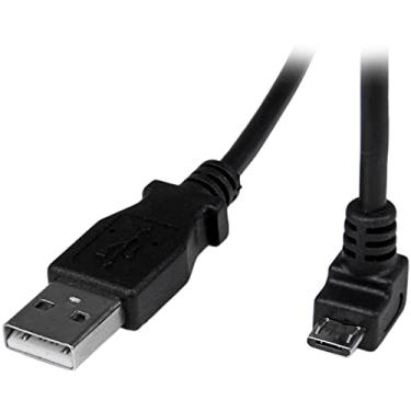 Imagem de StarTech. Cabo Micro USB com 2 m – A para baixo ângulo micro B – cabo micro USB angular para baixo – 1 USB A (M), 1 USB Micro B (M) – Preto (USBAUB2MD), 2 m / 1,8 m