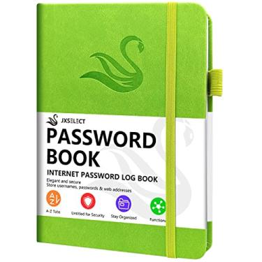 Imagem de Livro de senhas elegante com abas alfabéticas - Livro de senhas de capa dura para login de endereço de site na Internet - 13,2 cm x 19,3 cm Guardador de senha e organizador com seção de notas e bolso