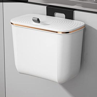 Imagem de Lixeira De Cozinha Suspensa Com Tampa, Design De Abertura De Dois Lados, Lixeira De Tampa Deslizante Para Uso Doméstico Montada Na Parede Da Cozinha,Branco,9L 10,47 * 5,82 * 11,81 Pol.,YUYANAIAI