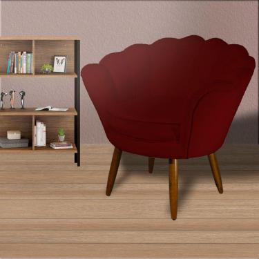 Imagem de Poltrona Decorativa Estofada Para Quarto Closet Pétala Suede Vermelho Bordo - LM DECOR