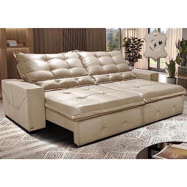 Imagem de Sofá de Couro Elétrico Retrátil 3,15m Cama Inbox Gran Torosoftgeld40 Bege