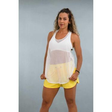 Imagem de Regata Feminina Fitness Branca Tela Longa Ative