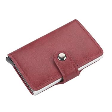 Imagem de Carteira de couro casual feminina e masculina bolsas curtas com zíper carteira de couro bolsa carteira 13 (vermelho, tamanho único)