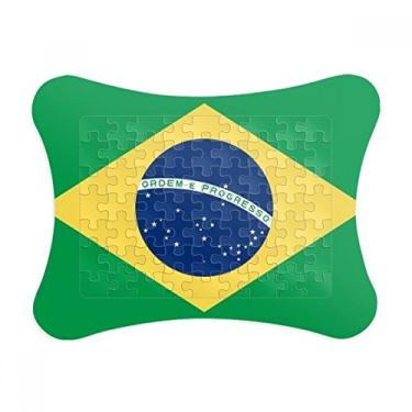Imagem de Moldura de quebra-cabeça com a bandeira nacional do Brasil, América do Sul, moldura de quebra-cabeça