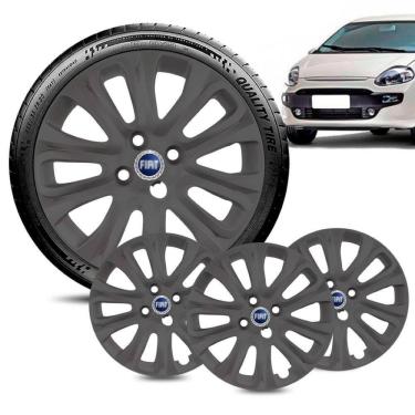 Imagem de Jogo 4 Calota Fiat Punto aro 15 2015 a 16 Grafite Fosca Azul