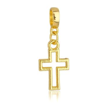 Imagem de Pingente Berloque Cruz Vazada Pandora Banhado a Ouro 18k