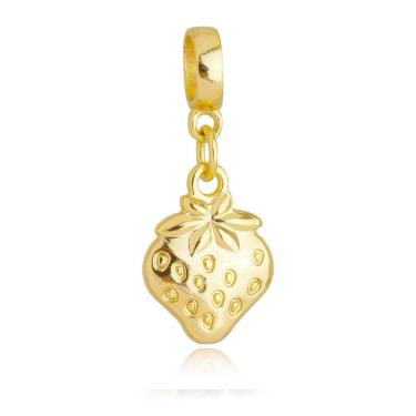 Imagem de Pingente Berloque Morango Fruta Pandora Banhado a Ouro 18k