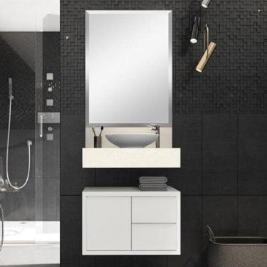 Imagem de Bancada em Porcelanato para Banheiro 60cm Pró para Cuba de Apoio