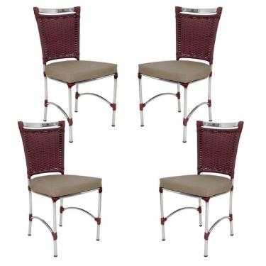 Imagem de 4 Cadeiras em Alumínio e Fibra Sintética JK Cozinha Edícula