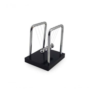 Imagem de Pêndulo De Newton C Base Preta Suporte Metal Enfeite Para Decoração De Mesa Escritório Sala Quarto