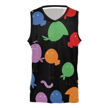 Imagem de KLL Camiseta de jérsei de basquete com estampa de animal fofo para festa em casa e fora de casa e fora de casa para homens e mulheres, Desenho de animal fofo, XXG