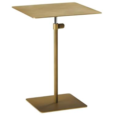 Imagem de Mesa Lateral Elevatória De Metal, Mesa Final Para Espaços Pequenos, Mesa Lateral Estreita Com Processo De Pintura Metálica Para Sala De Estar E Quarto (Color : Gold, Size : STYLE 2)