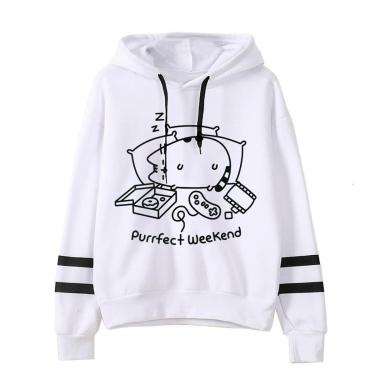 Imagem de Blusa De Frio Moletom Feminino BolsoCanguru Gatinho Dormindo-Feminino