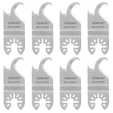 Imagem de HEMUNC Lâminas de serra multiferramenta oscilante, 8 peças, lâmina de faca de gancho oscilante multiferramenta para cortar telhas de telhado, tapete de PVC e papelão, adequado para Dewalt Milwukee Rockwell Bosch Dremel Ryobi Ridgid