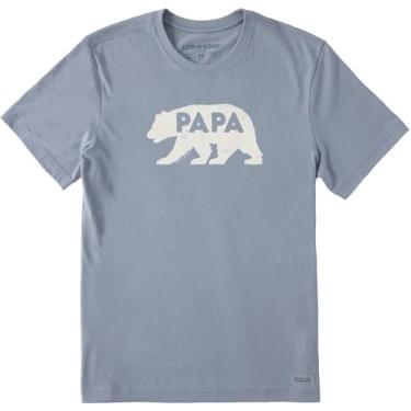 Imagem de Life is Good - Camiseta masculina com silhueta de papai urso, Pedra azul, G