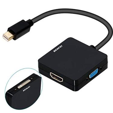Imagem de Mini DisplayPort to HDMI VGA DVI 4K Adapter, Benfei 3-in-1 Gold-Plated Mini DisplayPort(DP) to HDMI/DVI/VGA Adapter(Male to Female) Compatible with MacBook Air, Mac Mini, Microsoft Surface Pro 3/4