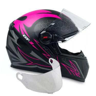 Imagem de Capacete Fw3 Fechado Gt2 Preto Fosco Rosa Mais Viseira Cristal 2.2mm