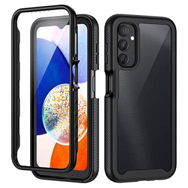 Imagem de seacosmo Capa para Samsung A14 5G, capa à prova de choque, com protetor de tela integrado, capa protetora de celular slim fit para Samsung Galaxy A14 5G/4G preta