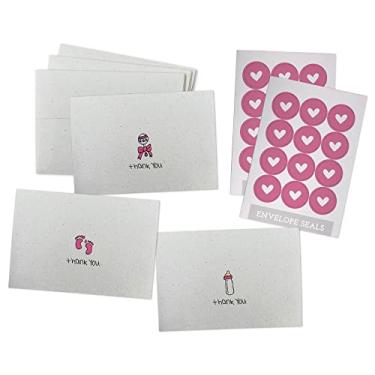 Imagem de Sugartown Greetings Coleção Pink Baby Thank You Cards - 24 cartões com envelopes e selos adesivos