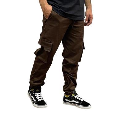 Imagem de Calça Cargo Sarja Elastic Marrom Stickers-Masculino