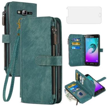 Imagem de Asuwish Capa de telefone para Samsung Galaxy J3 2016/J 3 V/J36V/Sky/Amp Prime capa carteira e protetor de tela de vidro temperado flip suporte para cartão de crédito celular Sol J3V JV3 J36 6 J320V