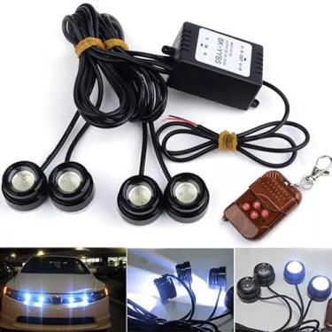Imagem de Kit Strobo sem fio LED com controle remoto Caminhonetes Vans Moto carro trailer 12v (Branco)