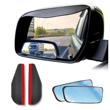Imagem de EcoNour Espelho de carro de ponto cego (pacote com 2) | Grande angular para visualização 3x maior | Espelho retrovisor universal para carro com proteção contra chuva | Ponto cego lateral com haste