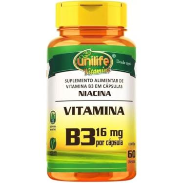 Imagem de Unilife Niacina Vitamina B3-60 Cápsulas, Complexo de Vitamina B