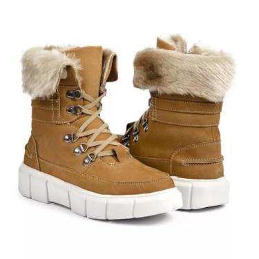 Imagem de Bota Feminina de Inverno em Couro Forrada com Lã Impermeável - Bariloche (Camel, BR, Adulto, Numérico, 39)