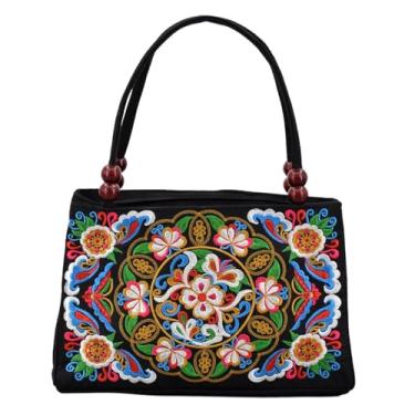 Imagem de YIJU Bolsa de lona para compras, bolsa organizadora de higiene pessoal, bolsa bordada para pincel de maquiagem, compras para uso diário em hotel, a