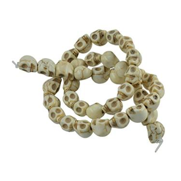 Imagem de Abbraccia 1 fio turquesa esculpida crânio berloques pedra preciosa Howlite joia – 9 x 10 mm 40 peças