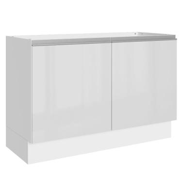 Imagem de Balcão de Pia Acordes Glamy MDF 120cm 2 Portas Branco Madesa