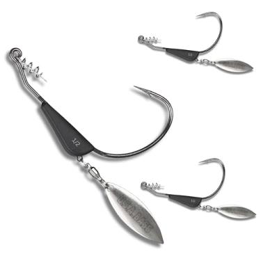 Imagem de U.S.A. BASS TACKLE Nadador flash de tungstênio – anzóis pesados, anzol de pesca de robalo, design de isca de natação sem ervas daninhas, largemouth de água doce, boca pequena, robalo manchado (1/56.7