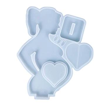 Imagem de oshhni Moldura para fotos Mães grávidas Coração bebê Molduras para sonograma do amor Lembrança dos pais esperando Moldes de fundição de resina Artesanato DIY