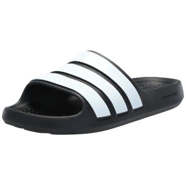 Imagem de adidas Adilette Flow Slide Sandália unissex para adultos, Preto/branco/preto, 14 Women/13 Men