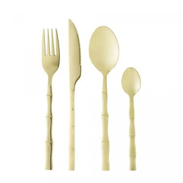 Imagem de Faqueiro Em Inox Bambu Elegant Com 16 Peças Lyor Prata