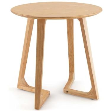 Imagem de Pequena mesa de centro redonda, mesa central de madeira com almofadas ajustáveis, fácil montagem, mesa de chá de sofá para sala de estar, quarto, recepção