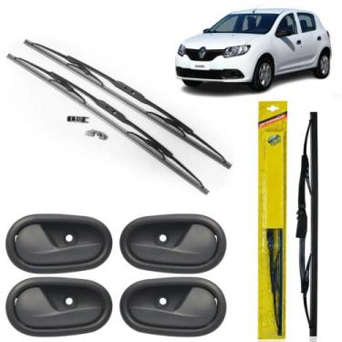 Imagem de Kit 4 Maçanetas Internas E Palheta Diant E Tras Sandero 13 - UN / 6 - 