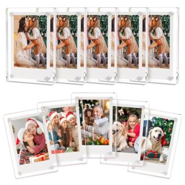 Imagem de AITEE Moldura magnética de acrílico para geladeira, moldura dupla face com ímã de geladeira, moldura transparente sem moldura, decoração de casa para Fujifilm Instax Mini, 6 x 9 cm, pacote com 10