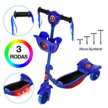 Imagem de Brinquedo Patinete Capitão América Scooter 3 Rodas c Cesta. - Zein