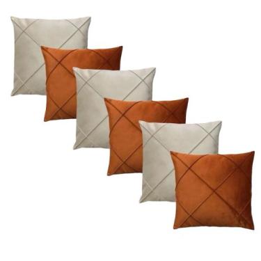 Imagem de Kit 06 Capas de Almofada Suede Drapeada 45x45cm Decorativas Sala Quart